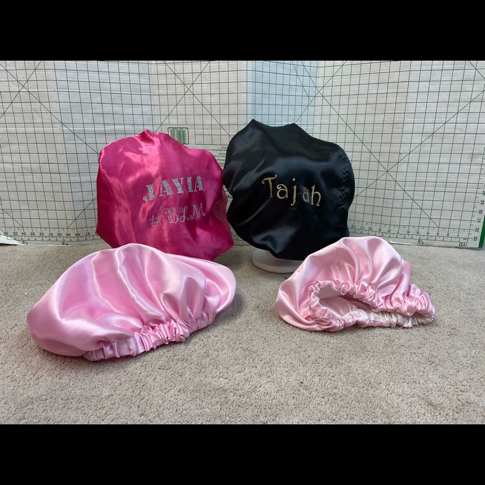Homemade satin bonnets